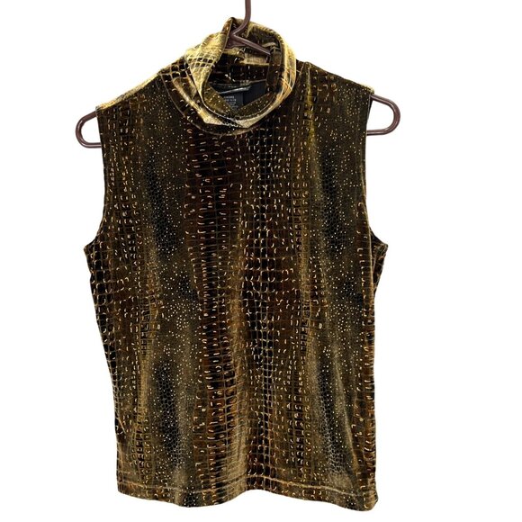Vintage No Boundaries Velvet Velour Top 11/13 Olive Green Gold Forest Fairy Y2K - Picture 1 of 5